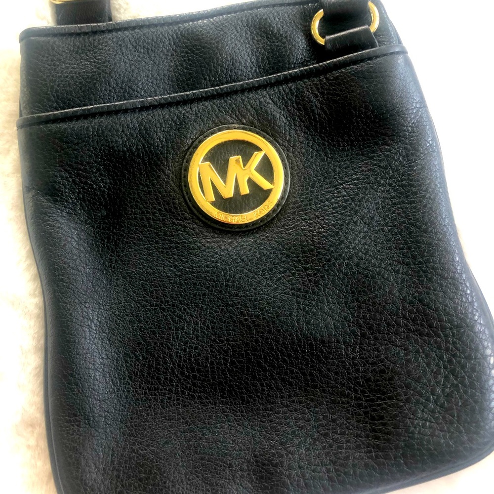 Michael Kors black leather crossbody bag